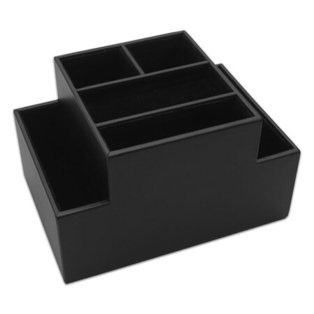 Dacasso Black Leather Multi-Purpose Desk Supply Organizer A1048